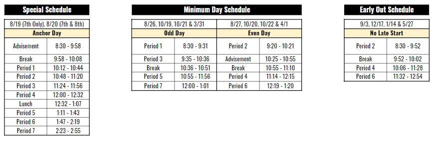 Special Bell Schedules