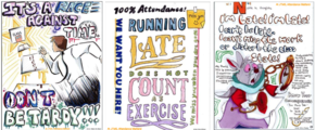 Attendance Matters Poster Choices: Congratultions Klaire McGlynn (community choice), Sola Mitani (staff choice), and Alina Zhang (student choice)
