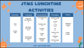 JTMS Lunchtime Activities 25-26