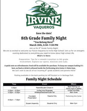 IHS Family Night 2026