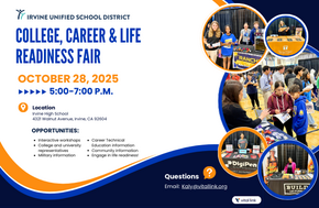 College and Career Fair information with photos of students and vendors smiling at the camera from last year's fair.