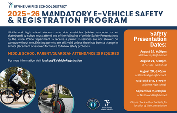 Mandatory E-Vehicle Safety & Registration Program; Bike and bike rider images