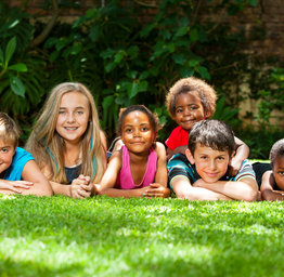 kids playing on grass