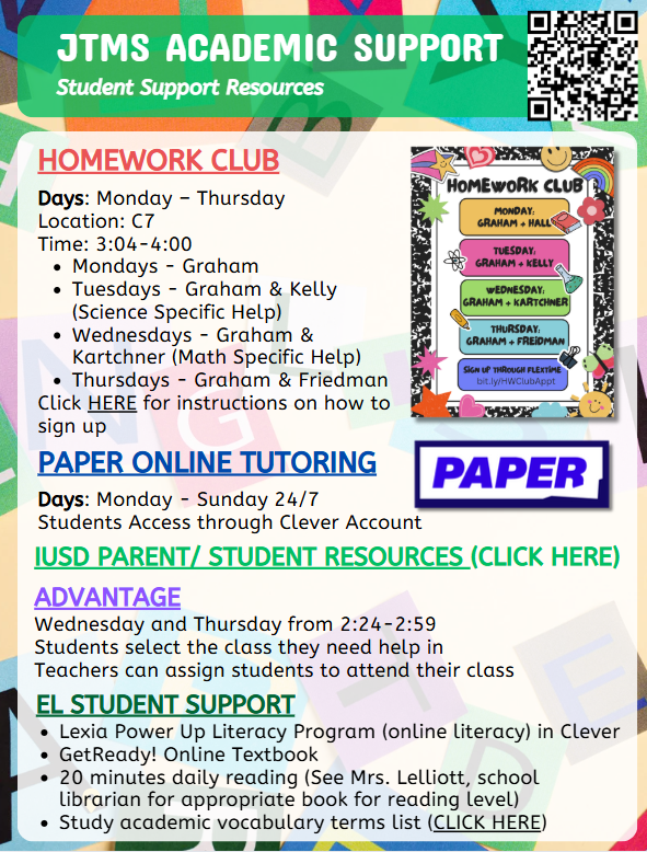 JTMS Academic Support_Student Support Resources_Homework Club