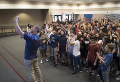 principal with students