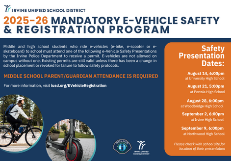 Mandatory E-Vehicle Safety & Registration Program; Bike and bike rider images